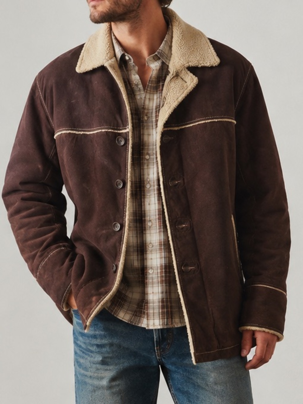 Wilson’s Leather M. Julian Brown Genuine Leather Sherpa Lined Jacket Men’s L